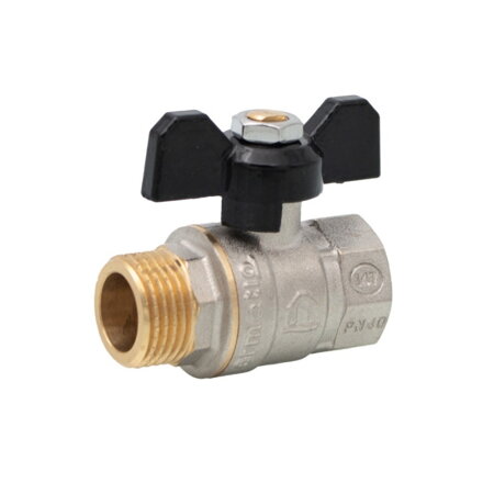 Mosadzný guľový ventil 3/8" MF, motýľ (ERMETIQ)