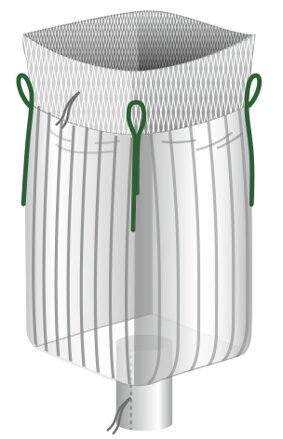 BIG BAG 1250 kg ventilovaný so sieťovým golierom hore a hrdlom dole 90x90x185 cm