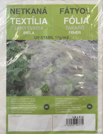 Netkaná textília biela 17 g, 1,6 x 5 m