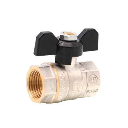 Mosadzný guľový ventil 3/8" FF, motýľ (ERMETIQ)