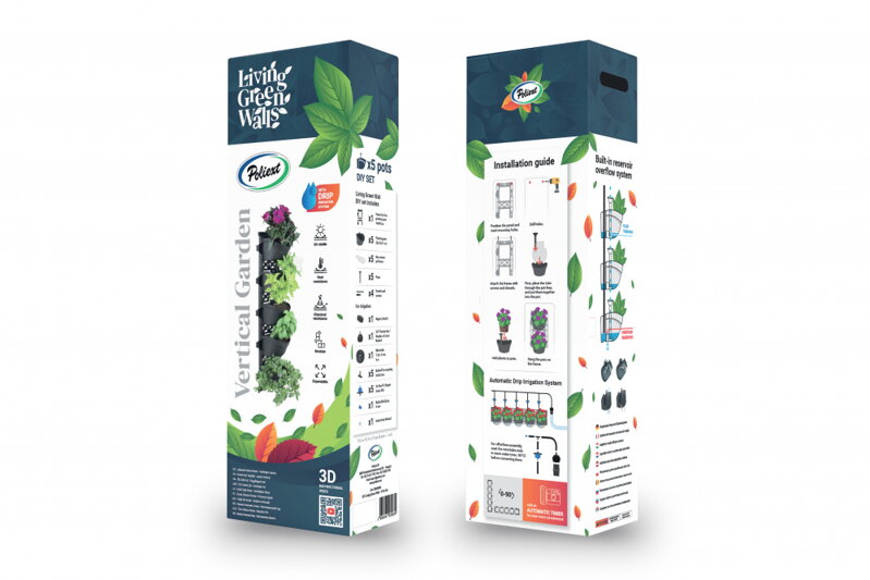 DIY Profesionálny zavlažovací KIT pre zelené steny - Living Green Wall 16 x 80cm, 5 pots