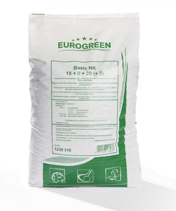 Trávnikové hnojivo BASIC NK - prevencia proti stresu 25 kg