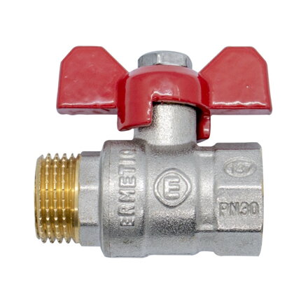 Mosadzný guľový ventil 3/8" MF, motýľ (ERMETIQ)