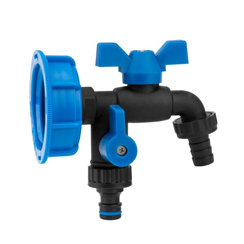 IBC adaptér S60x6 s 2-vývodovým ventilom BLACK RAVEN 1/2" IBC adaptér S60x6 s 2-vývodovým ventilom BLACK RAVEN 1/2"