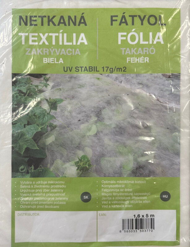 Netkaná textília biela 17 g, 1,6 x 5 m Netkaná textília biela 17 g, 1,6 x 5 m