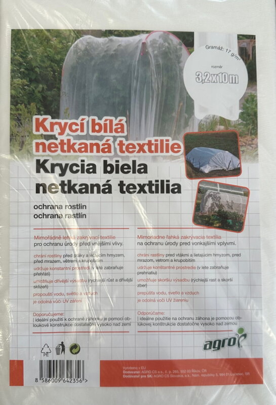 Netkaná textília biela 19 g, 3,2 x 10 m /AGRO/ Netkaná textília biela 19 g, 3,2 x 10 m /AGRO/