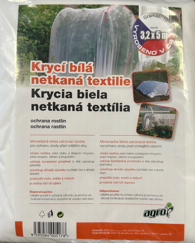 Netkaná textília biela 19 g, 3,2 x 5 m /AGRO/ Netkaná textília biela 19 g, 3,2 x 5 m /AGRO/